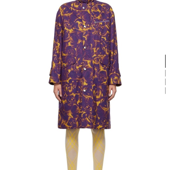 Burberry Purple and Yellow Floral Long Sleeve Dress
